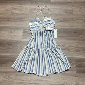 Bishop + Young Blue, Yellow, and Cream Paradiso Striped Dress